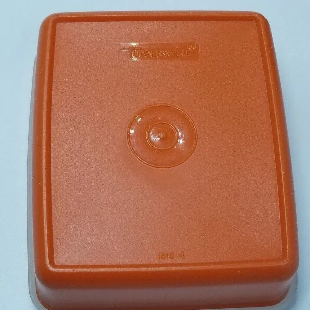 Vintage Tupperware Square Container 1516-4 Tumbler 1320 Lid 873-20 Orange Lot 5